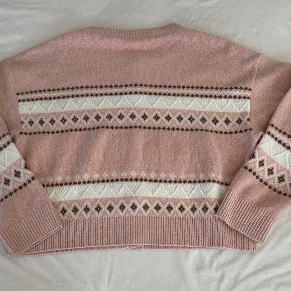 Aerie fuzzy Pink Patterned Women's Sweater - Picture 8 of 14
